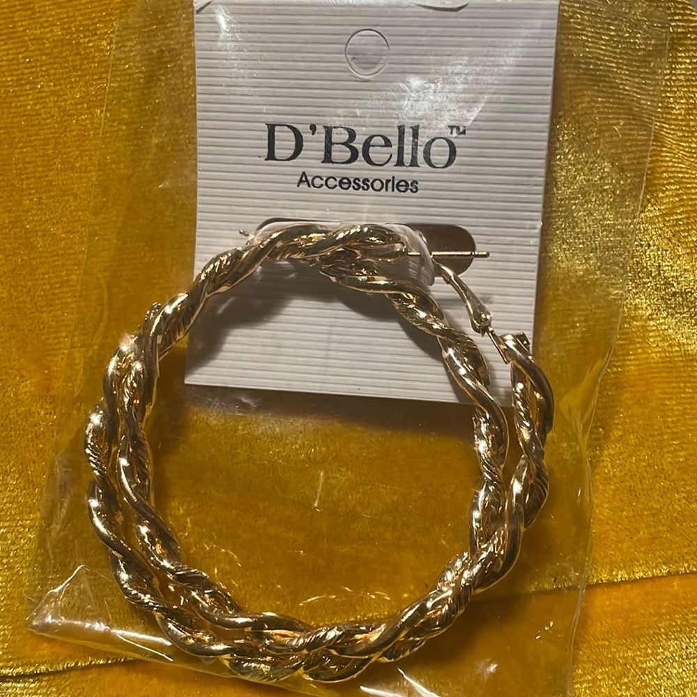 D’Bello Gold Plated Twisted Hoop Earrings.